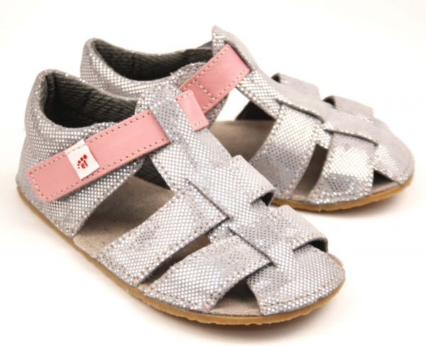 Ef Barefoot sandálky 344 Stříbrná růžová